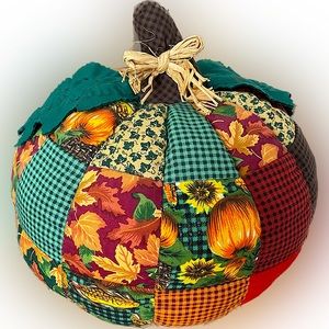 Vintage Rare Quilted Patchwork Plush Pumpkin | Fall Home Decor 90s